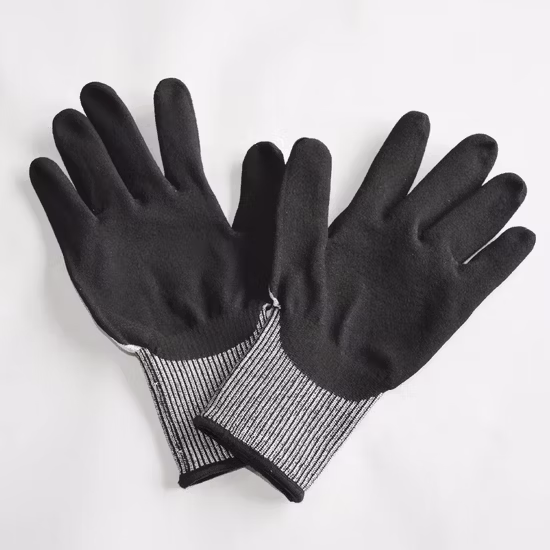 Cut and Impact Resistant TPR Sandy Nitrile Coated Anti Impact Anti-Vibration Protective Work Gloves