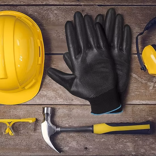 13G Нейлоновые трикотажные защитные перчатки для рук с полиуретановым покрытием