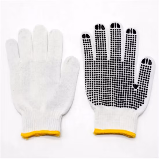 Китай оптовые защитные/рабочие/рабочие перчатки промышленные/строительные/рабочие перчатки из ПВХ в горошек/точечные хлопчатобумажные вязаные перчатки