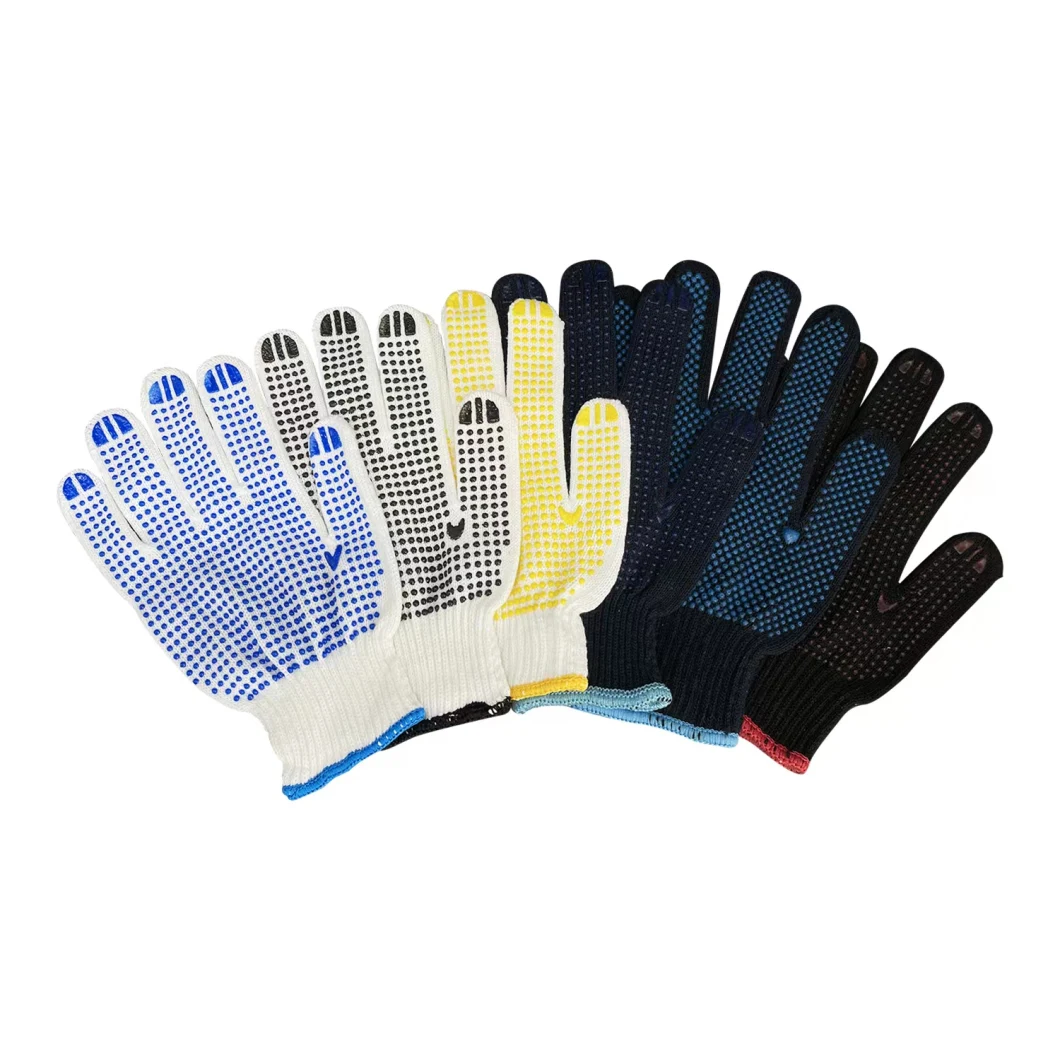 China Wholesale PVC Dotted/Dots Glove Industrial Cotton Knitted Guantes Safety Work Gloves