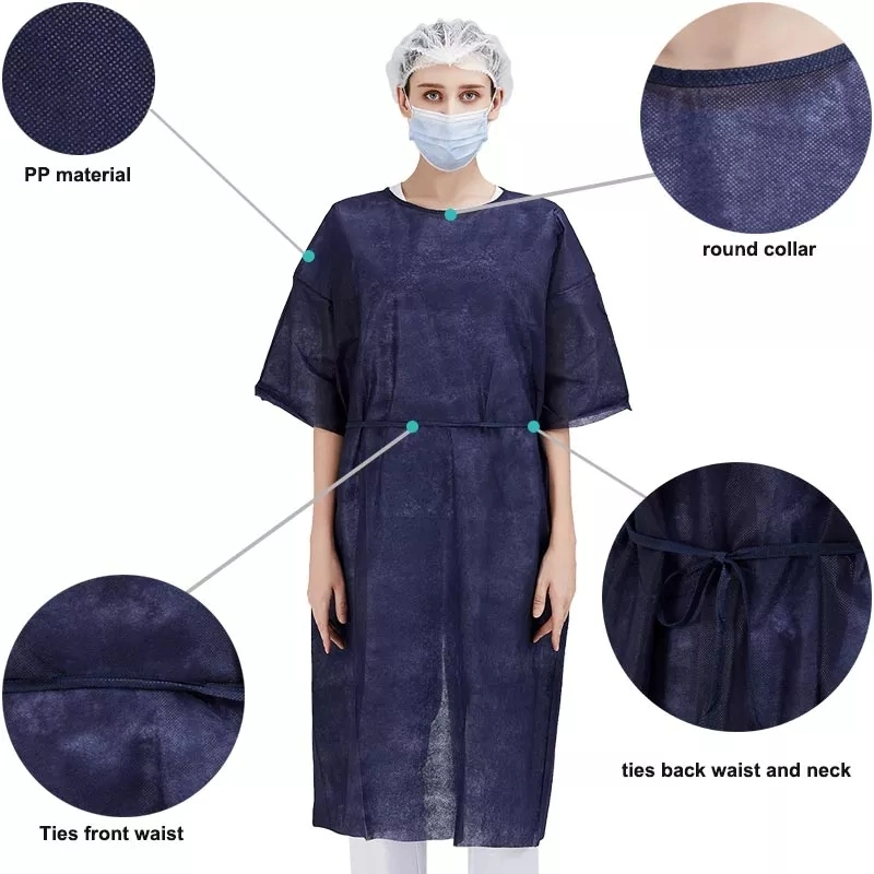 Medical PP/PE/SMS/CPE AAMI Level 1/2/3/4 En13795 Disposable Surgical Patient Visitor Plastic Isolation Gown Scrub Suit Apron for Doctors and Nurses