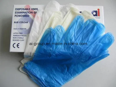 Прозрачные медицинские виниловые перчатки без пудры/без ПВХ (сертификаты ISO и CE)