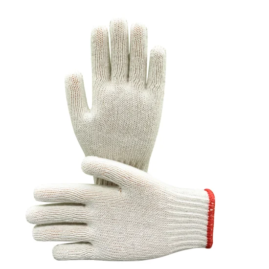 Китай оптовая продажа 7/10 калибра белые хлопчатобумажные трикотажные защитные перчатки Guante для строительства