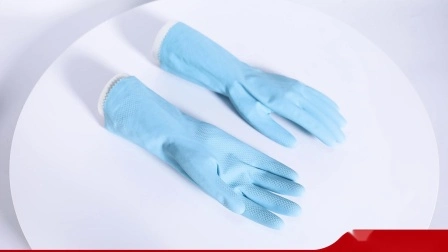 Без поддержки DIP Хлопковые флокированные водонепроницаемые резиновые латексные бытовые перчатки для мытья посуды